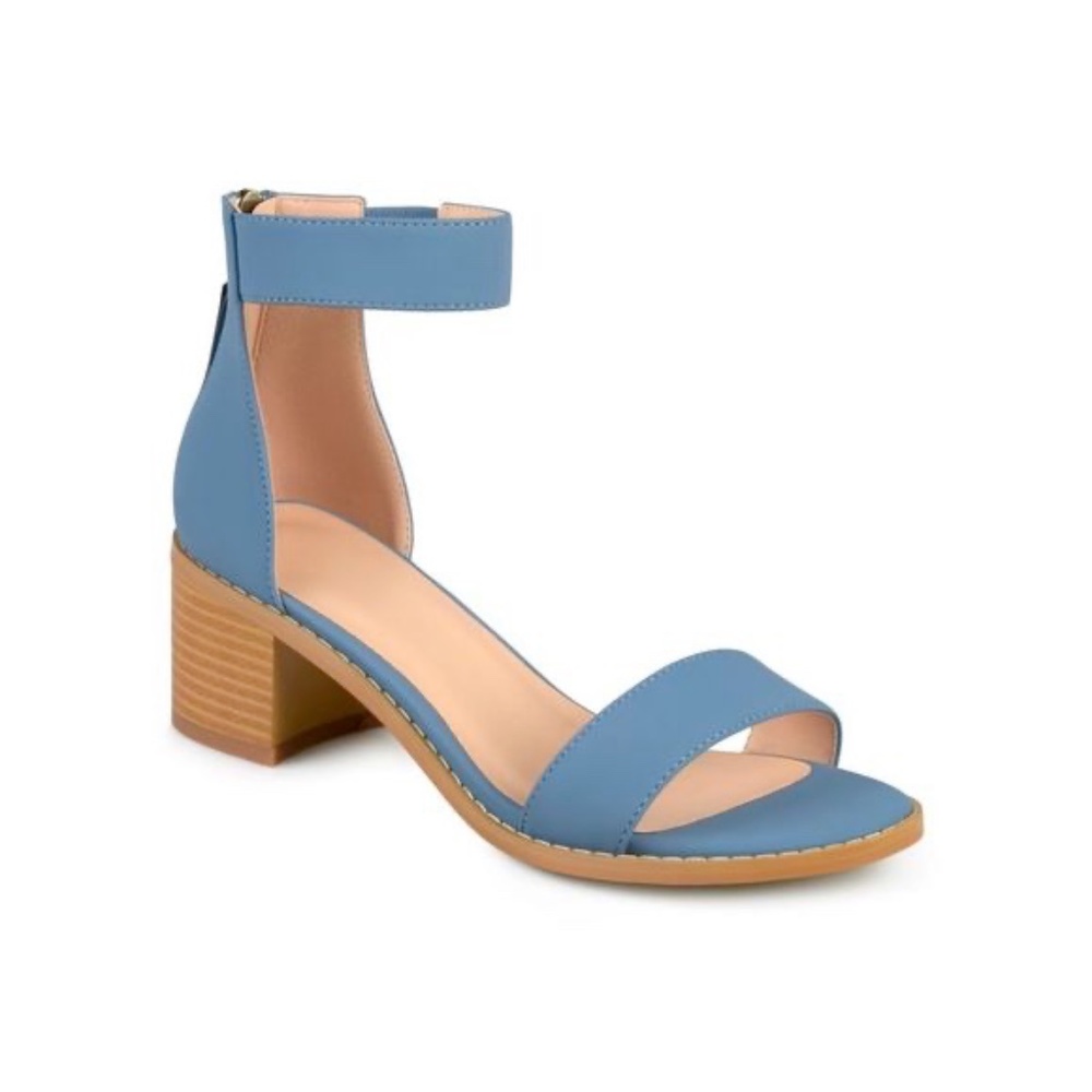 Journee Collection Percy Almond Heel Blue Sandals Size 7.5